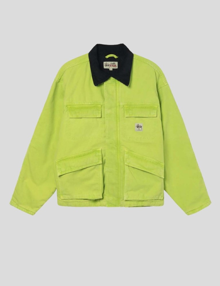 Chaqueta STUSSY washed canvas shop jacket lime